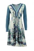 Designer-Kleid petrol-bunt
