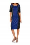 Designer-Kleid royalblau-schwarz