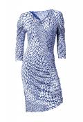 Designer-Kleid royalblau-weiß
