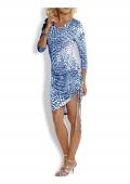 Designer-Kleid royalblau-weiß