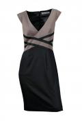 Designer-Kleid taupe-schwarz