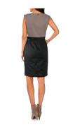 Designer-Kleid taupe-schwarz