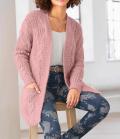 Designer-Kuschel-Grobstrickjacke rosé