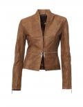 Designer-Lamm-Nappalederjacke cognac