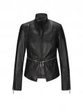 Designer-Lamm-Nappalederjacke schwarz