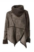 Designer-Lammfell-Look-Jacke grau