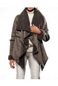 Designer-Lammfell-Look-Jacke grau
