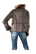 Designer-Lammfell-Look-Jacke grau