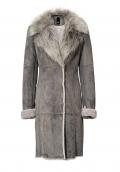 Designer-Lammfell-Look-Mantel grau