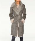 Designer-Lammfell-Look-Mantel grau