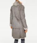 Designer-Lammfell-Look-Mantel grau