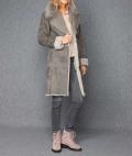 Designer-Lammfell-Look-Mantel grau
