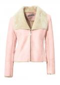 Designer-Lammfelllook-Jacke rosa-creme