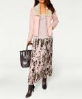 Designer-Lammfelllook-Jacke rosa-creme