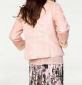 Designer-Lammfelllook-Jacke rosa-creme