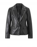 Designer-Lammnappalederblazer mit Nieten schwarz