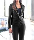 Designer-Lammnappalederblazer mit Nieten schwarz