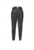 Designer-Lammnappalederhose mit Gürtel graphit