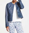 Designer-Lammnappalederjacke blau