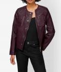 Designer-Lammnappalederjacke burgund