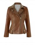 Designer-Lammnappalederjacke cognac