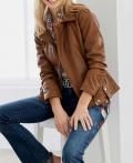 Designer-Lammnappalederjacke cognac