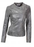 Designer-Lammnappalederjacke grau-silber