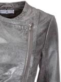 Designer-Lammnappalederjacke grau-silber