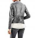 Designer-Lammnappalederjacke grau-silber