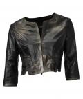 Designer-Lammnappalederjacke khaki-schwarz