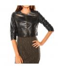 Designer-Lammnappalederjacke khaki-schwarz