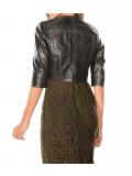 Designer-Lammnappalederjacke khaki-schwarz