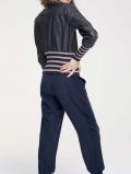 Designer-Lammnappalederjacke marine-bunt