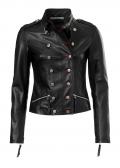 Designer-Lammnappalederjacke schwarz