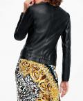 Designer-Lammnappalederjacke schwarz