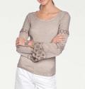 Designer-Langarmshirt mit Spitze sand-used