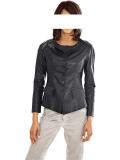 Designer-Leder-Patchjacke schwarz-grau Gr. 38
