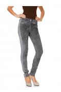 Designer-Leder-Stretchhose silbergrau