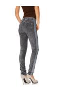 Designer-Leder-Stretchhose silbergrau