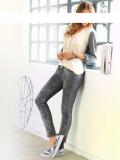 Designer-Leder-Stretchhose silbergrau
