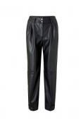 Designer-Lederimitat-Bundfaltenhose schwarz