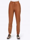 Designer-Lederimitat-Hose cognac