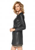 Designer-Lederimitat-Mantel schwarz