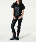 Designer-Lederimitat-Shirt schwarz