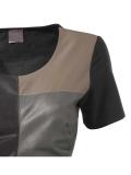 Designer-Lederimitat-Shirt schwarz-taupe