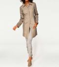 Designer-Lederimitat-Spitzenmantel beige
