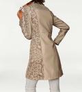 Designer-Lederimitat-Spitzenmantel beige