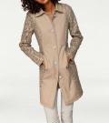 Designer-Lederimitat-Spitzenmantel beige