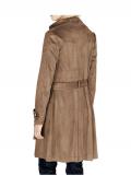 Designer-Lederimitat-Trenchcoat braun