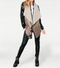 Designer-Lederimitatjacke taupe-schwarz